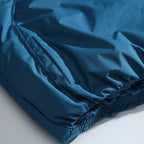 Black Zip Loose Puffer Jacket — fabric close-up