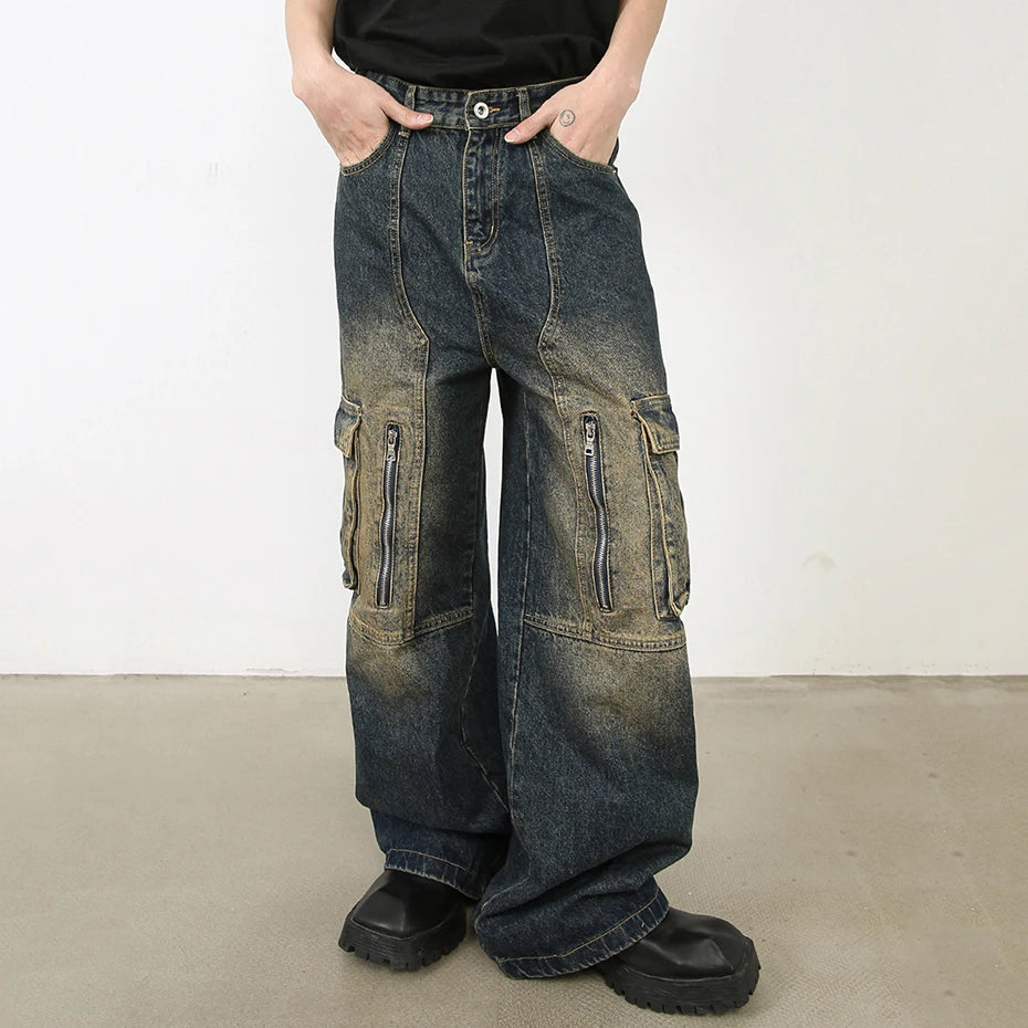 Vintage Blue Denim Baggy Jeans — detail shot