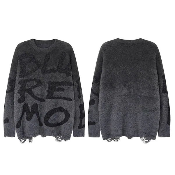Y2K Gradient Graphic Knit Sweater — side view