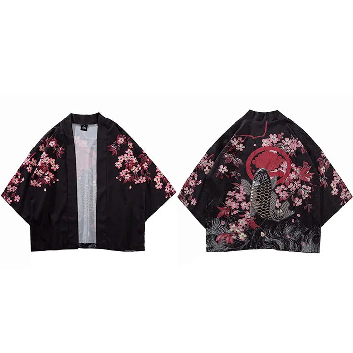 Koi Print Loose Jacket — fit shot