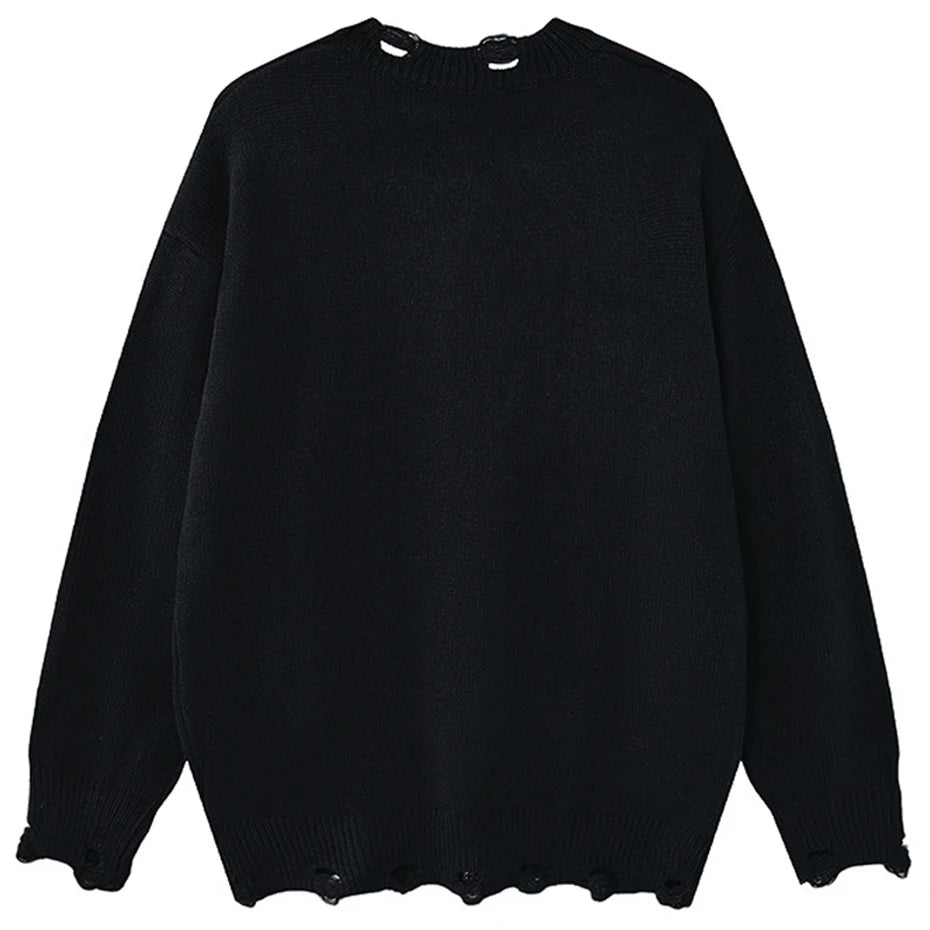 Vintage Patchwork Knit Oversized Sweater — front view