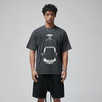 Faded Black Graphic Oversized T-Shirt — front view