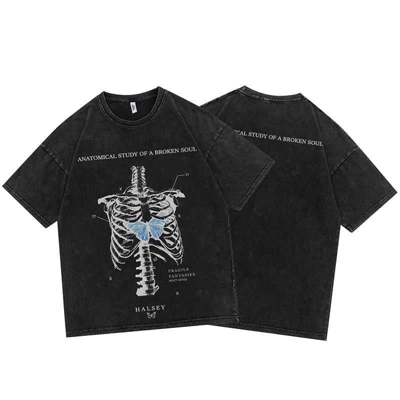 Butterfly Skeleton Washed T-Shirt — front view