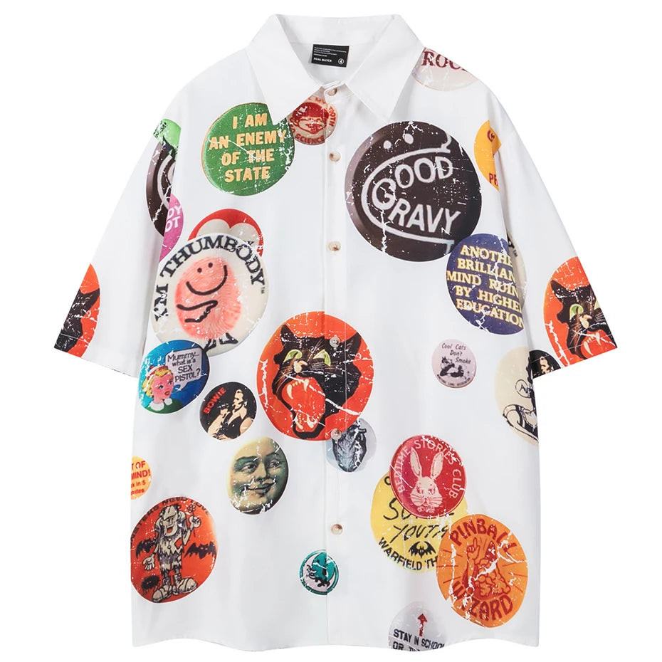 Cats Graphic Loose Shirt — back view