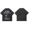 Retro Black Doberman Dog Washed T-Shirt — fabric close-up