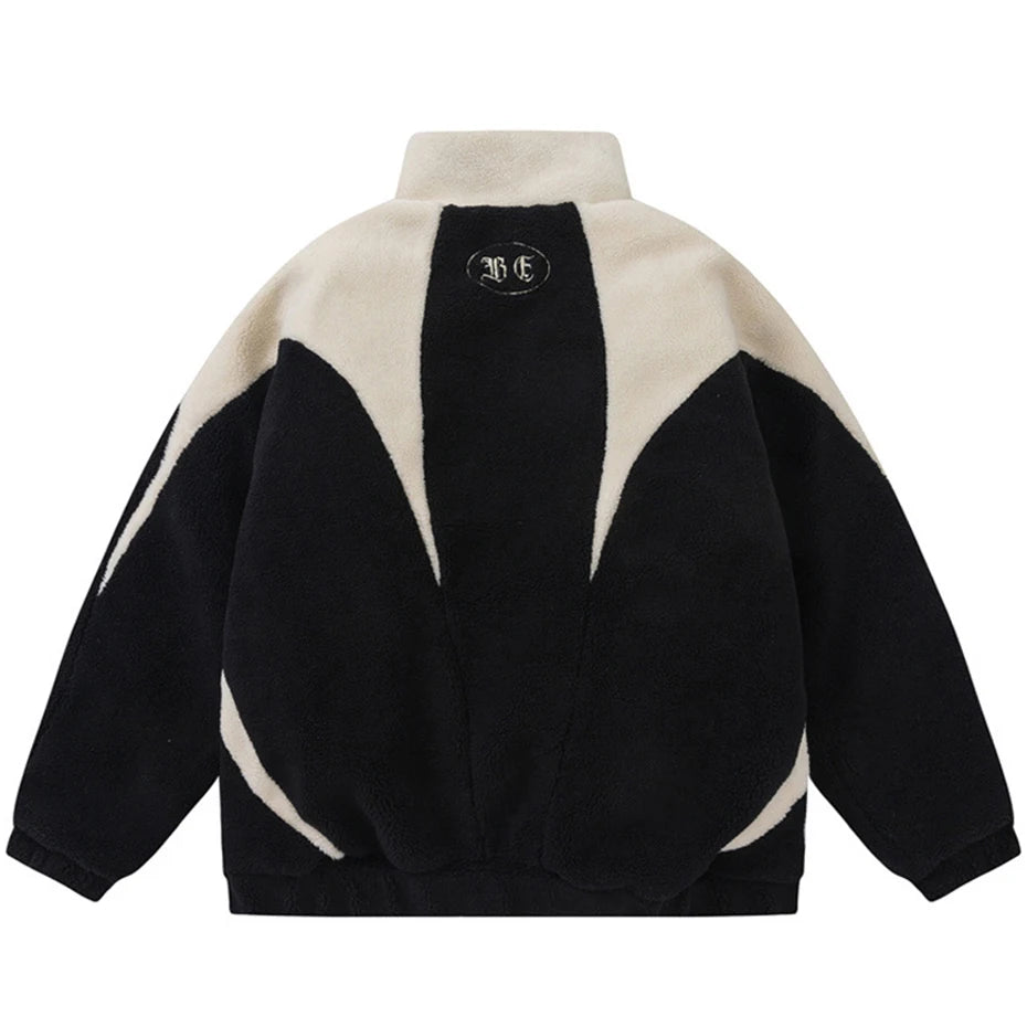 Vintage Color Block Fleece Puffer Jacket — front view