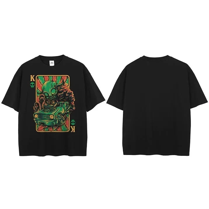 Vintage Black Alien Graphic T-Shirt — side view