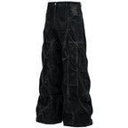 Black Pleated Denim Baggy Jeans — styling shot