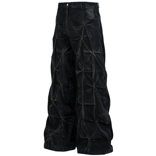 Black Pleated Denim Baggy Jeans — styling shot