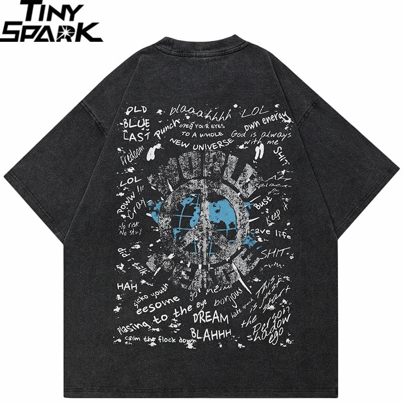 Graphic Vintage Black Eye Graffiti Washed T-Shirt — back view