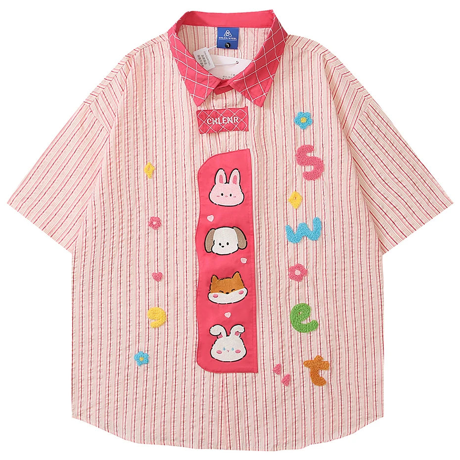 Vintage Cartoon Graphic Loose Shirt — back view