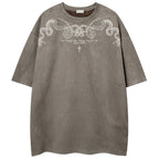 Shirts Vintage Graphic Suede Oversized T-Shirt — fabric close-up