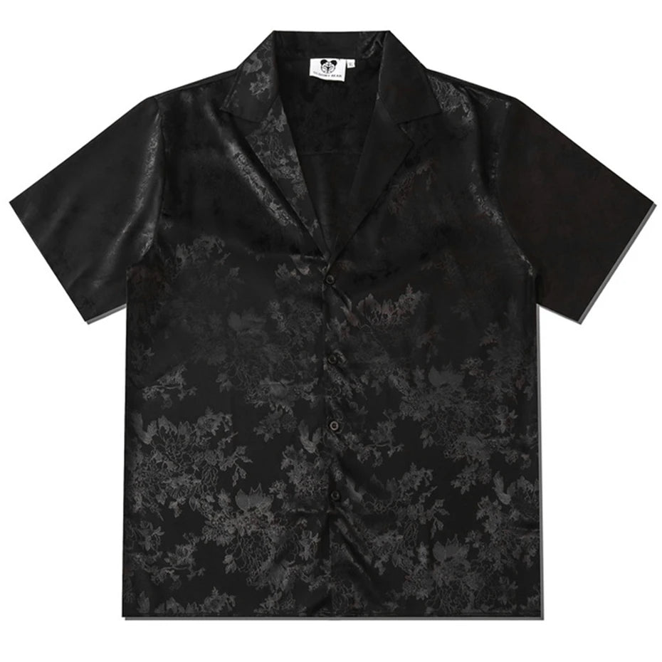 Flower Graphic Loose Shirt — fabric close-up