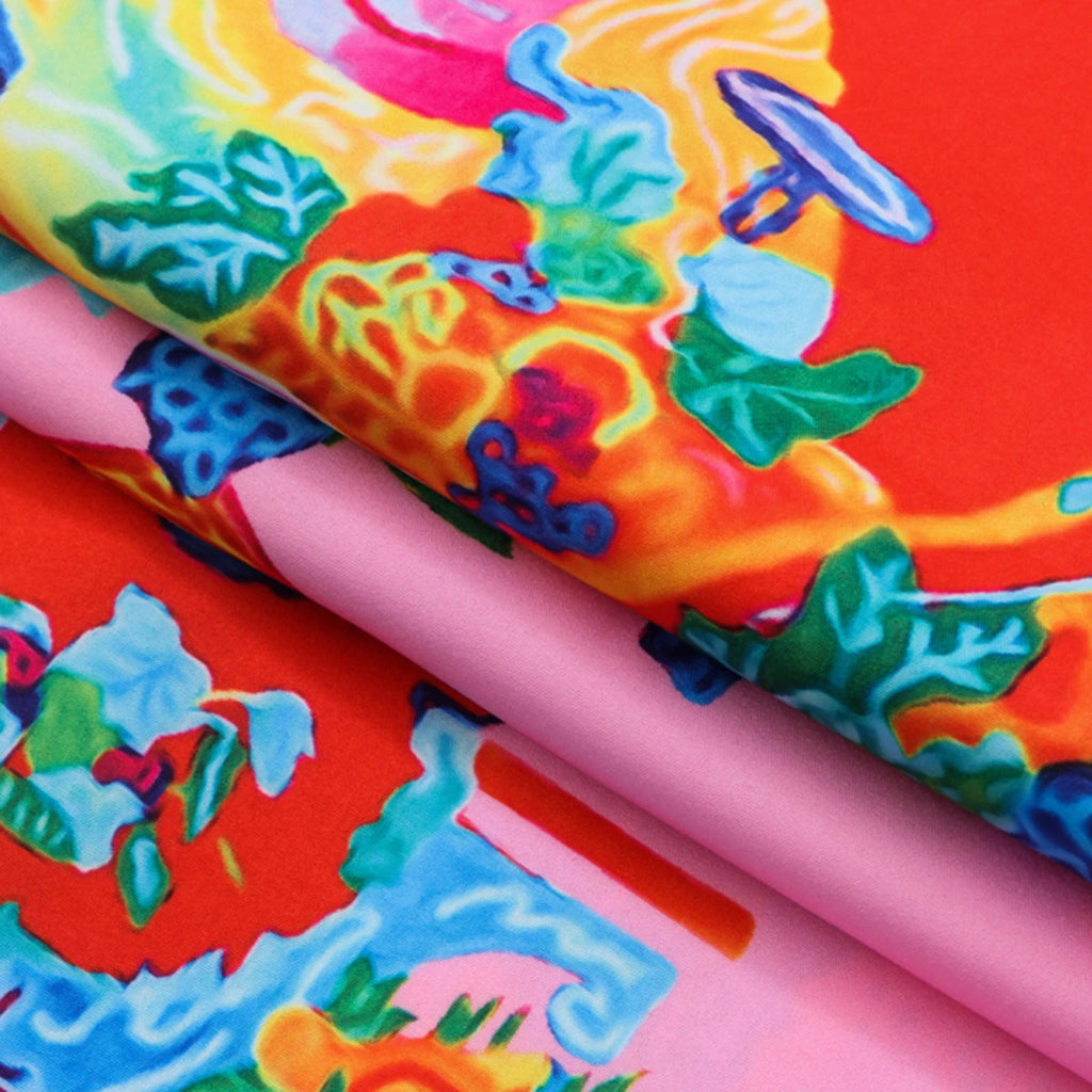 Print Oversized Shirt — fabric close-up