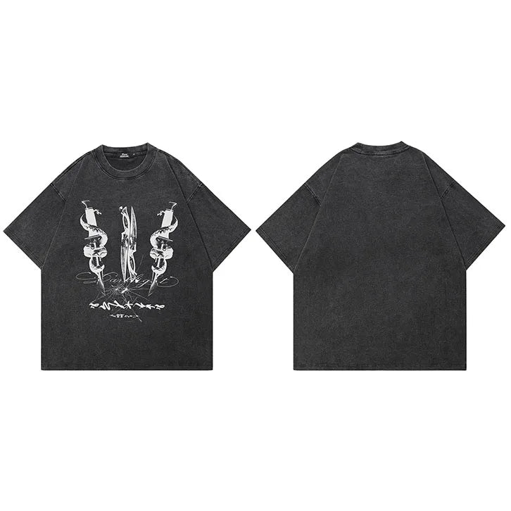 Punk Black Dark Snake Graphic T-Shirt — styling shot