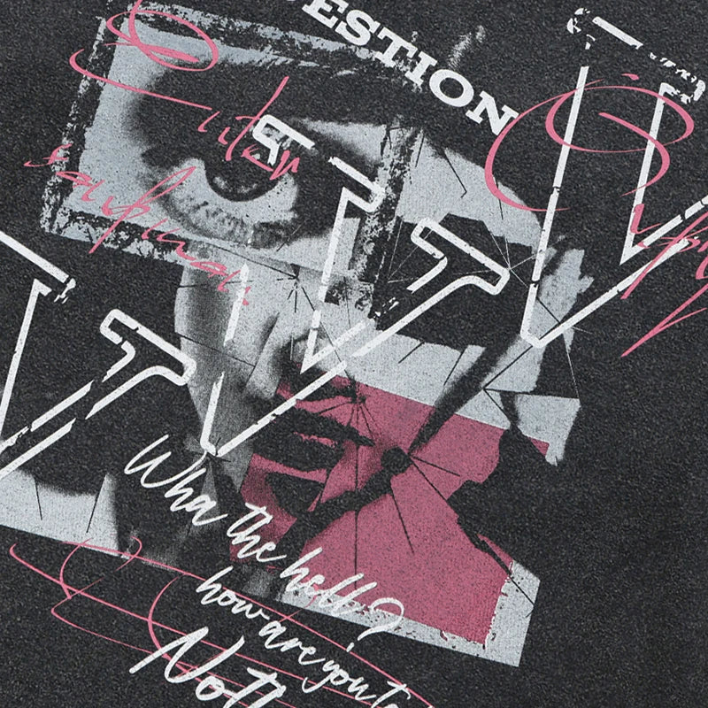 Eye Graffiti Vintage Washed Black T-Shirt — front view