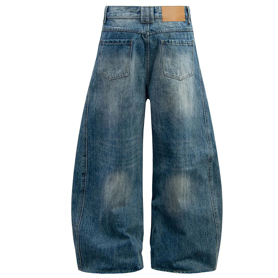 Y2K Blue Denim Baggy Jeans — detail shot