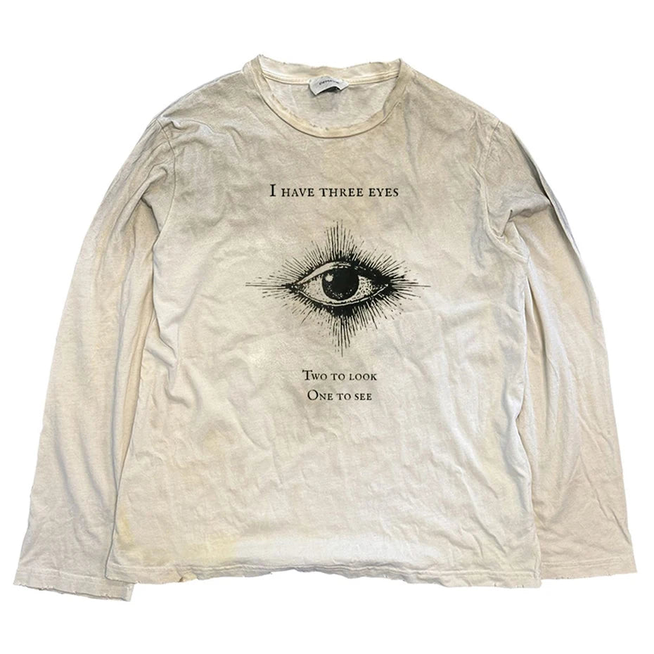 Vintage Graffiti Graphic Oversized Long Sleeve Tee — fit shot