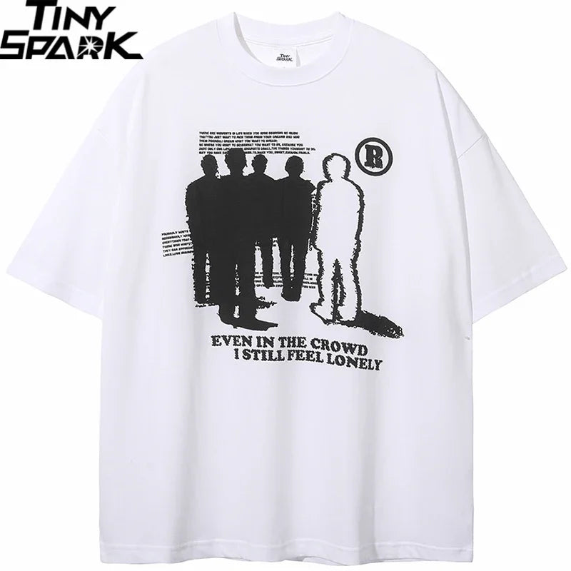 Black Lonely Shadow Graphic T-Shirt — fit shot