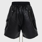 Side Black Loose Cargo Shorts — front view