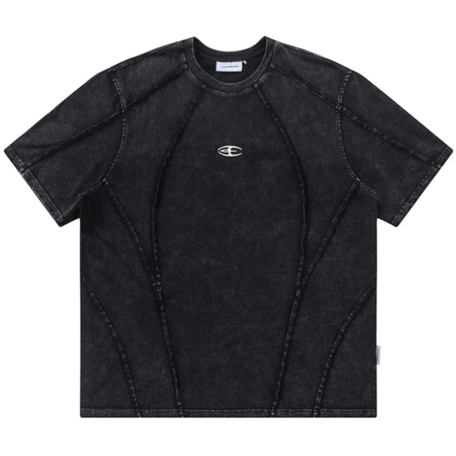 Punk Black Patchwork Oversized T-Shirt — styling shot