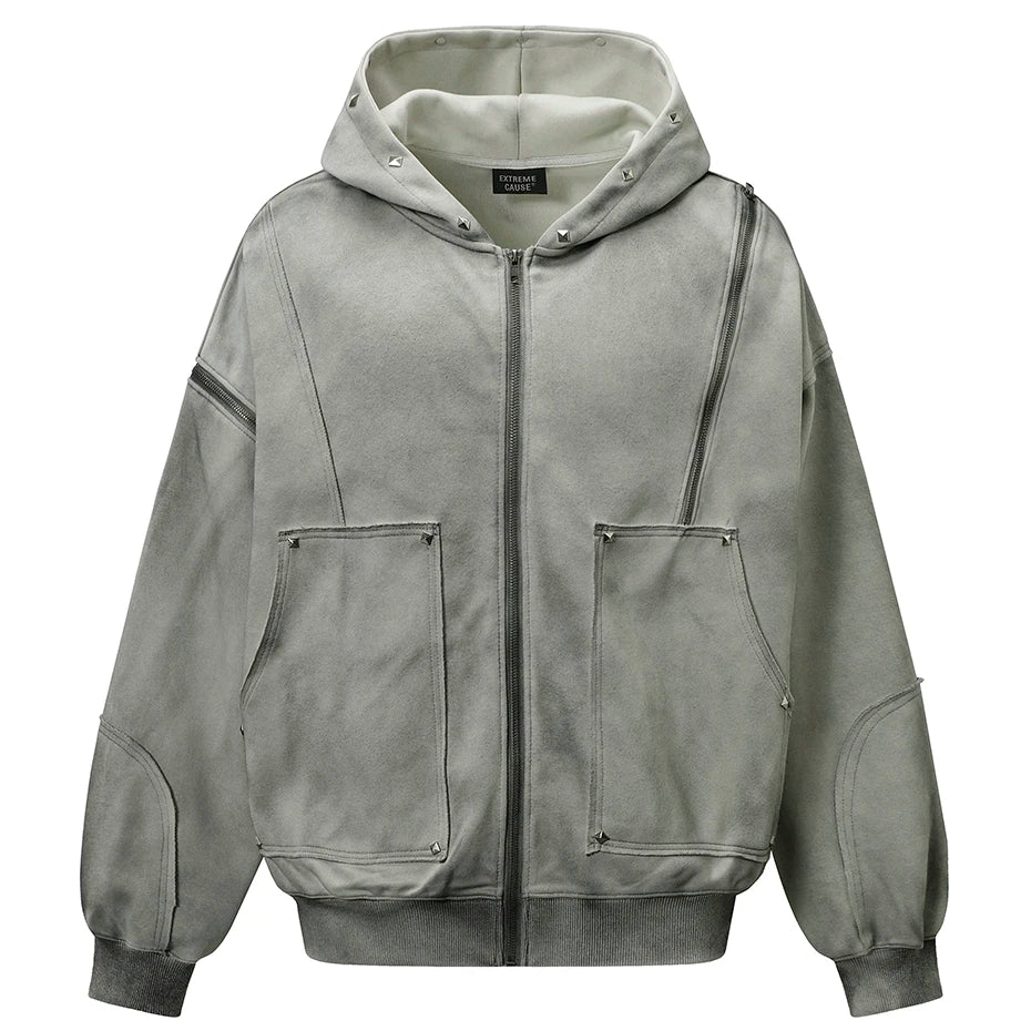 Vintage Zip Oversized Jacket — styling shot