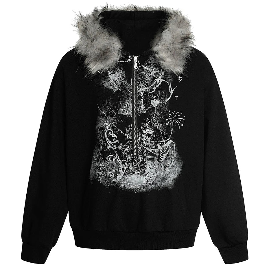 Fur Oversized Hoodie — back view