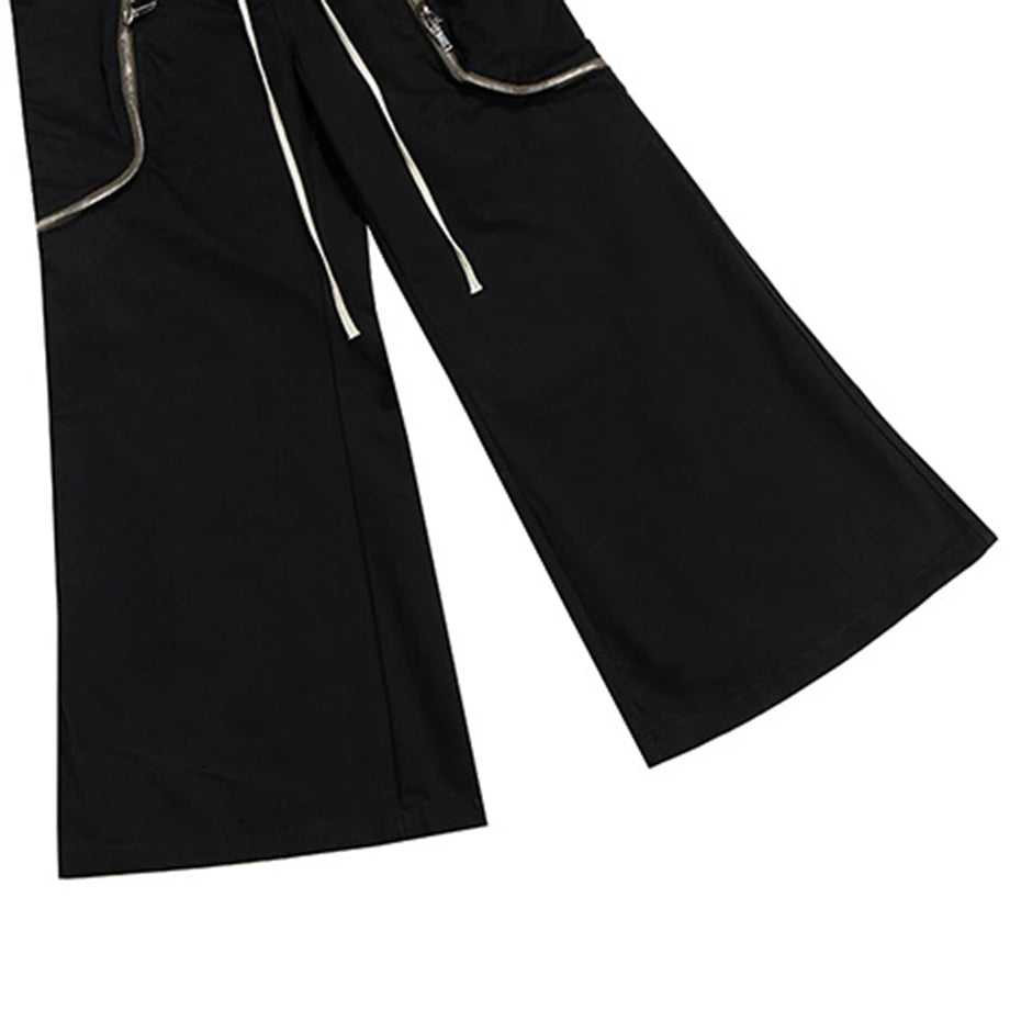Side Black Baggy Cargo Pants — fabric close-up