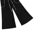 Side Black Baggy Cargo Pants — fabric close-up