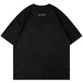 Letter Embroidered Suede Oversized T-Shirt — styling shot