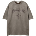 Vintage Cross Graphic Suede Oversized T-Shirt — styling shot