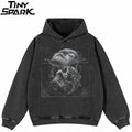 Black Skull Graphic Oversized Hoodie — front view