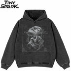 Black Skull Graphic Oversized Hoodie — front view