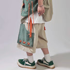 Y2K Patchwork Loose Cargo Shorts — front view