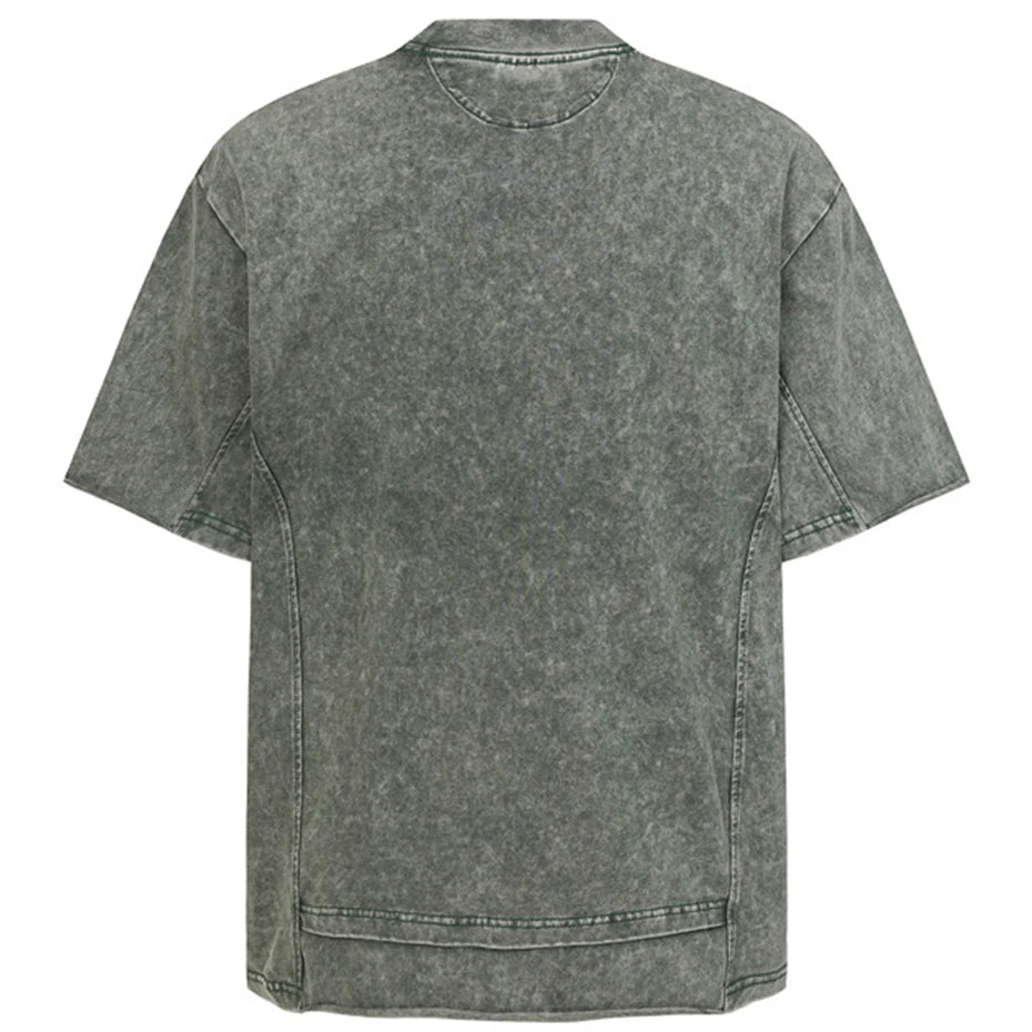 Retro Vintage Patchwork Oversized T-Shirt — front view