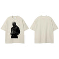 Mask Beige Graphic T-Shirt — fabric close-up