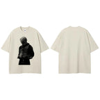 Mask Beige Graphic T-Shirt — fabric close-up