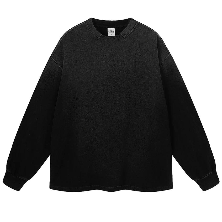 Black Vintage Oversized Long Sleeve Tee — back view