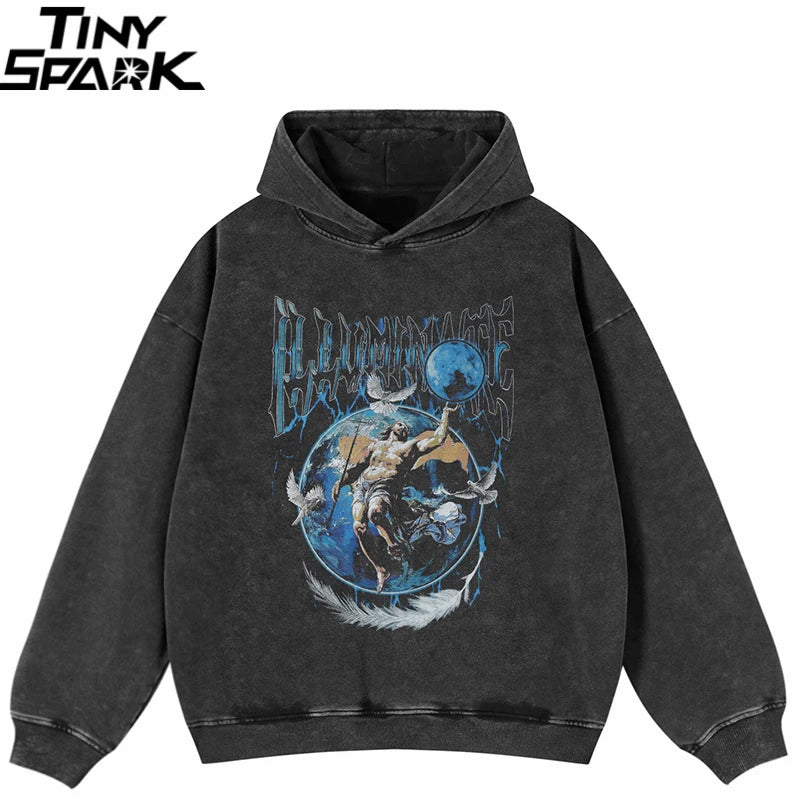 Aesthetic Black Graphic Oversized Hoodie — front view