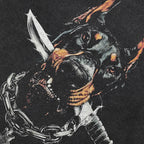 Washed Black Doberman Dog Graphic Oversized T-Shirt — front view