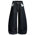 Wide Vintage Black Denim Baggy Jeans — fabric close-up