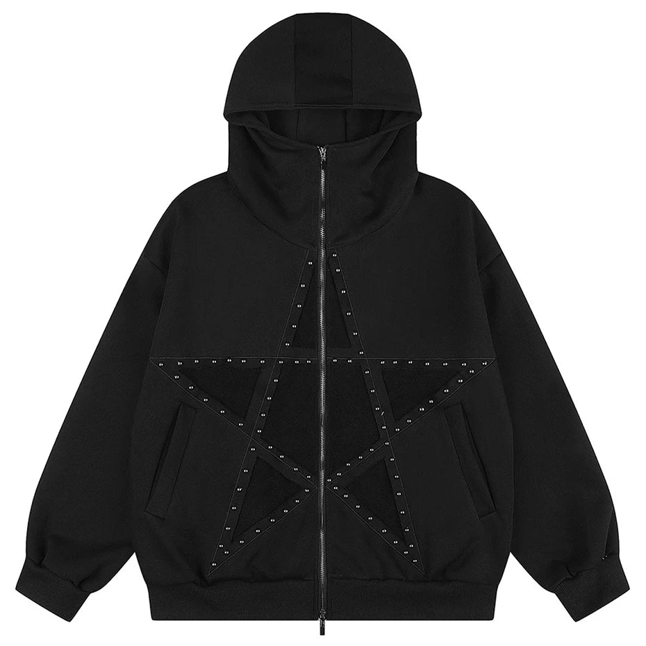 Y2K Star Zip Oversized Jacket — back view