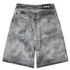 Punk Wide Leg Denim Shorts — front view