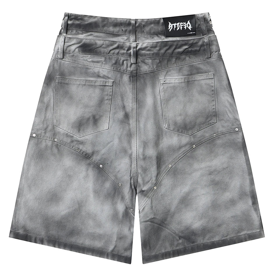 Punk Wide Leg Denim Shorts — front view