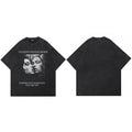 Vintage Retro Black Faded T-Shirt — fabric close-up