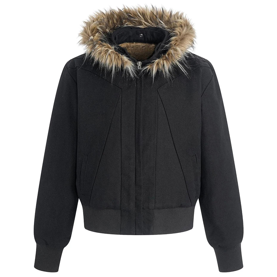 Fleece Vintage Padded Fur Puffer Jacket — styling shot
