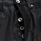 Black Print Denim Flare Coat — back view