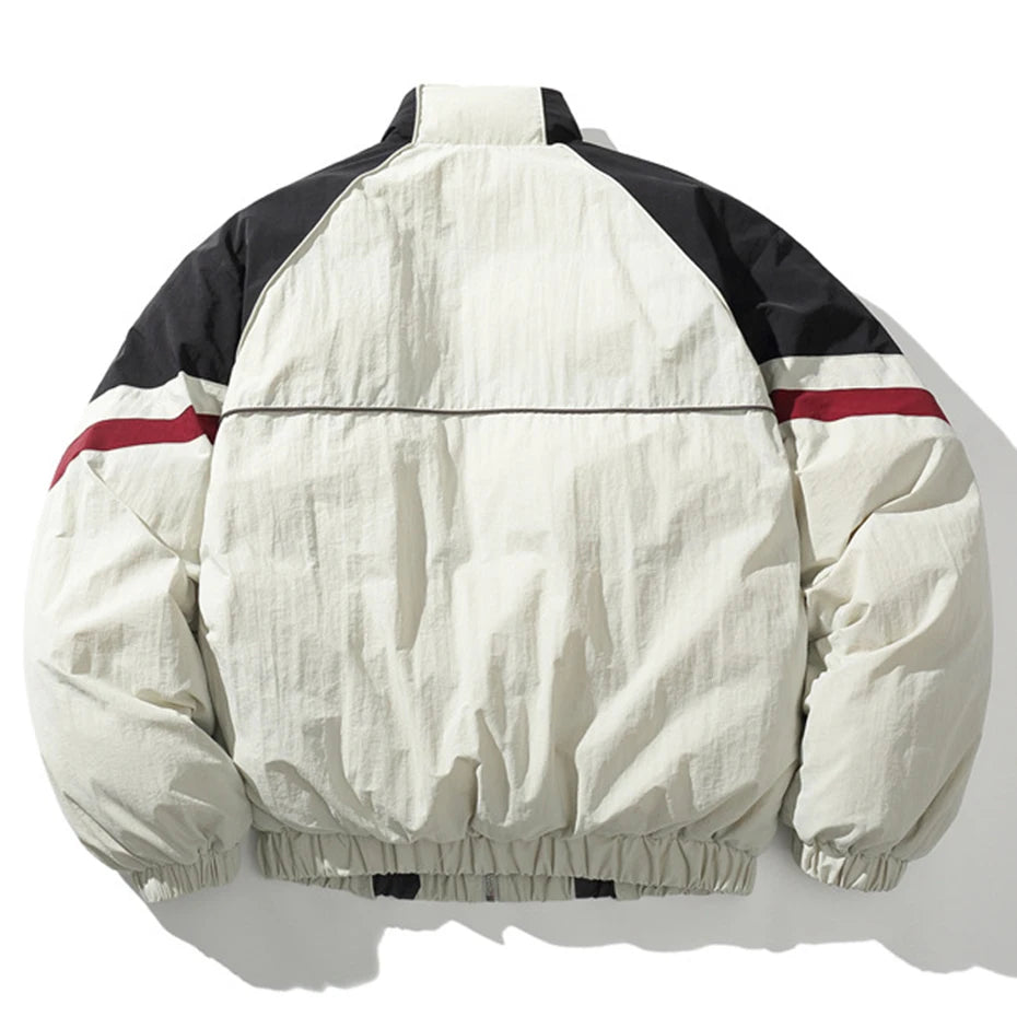 Padded Vintage Patchwork Oversized Puffer Jacket — detail shot