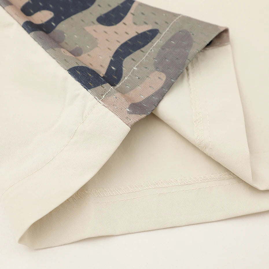 Camouflage Patchwork Oversized Shirt — fabric close-up