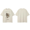 White Beige Cat Graphic T-Shirt — fit shot